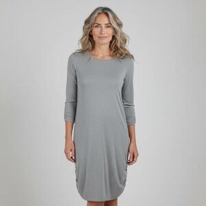 Comfy USA Gray Ruched-Side Jersey Knit Dress Size Large Casual